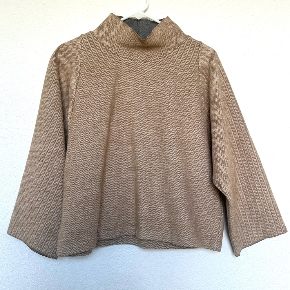 Madewell mini brown and cream chevron print mock neck sweater tunic size small